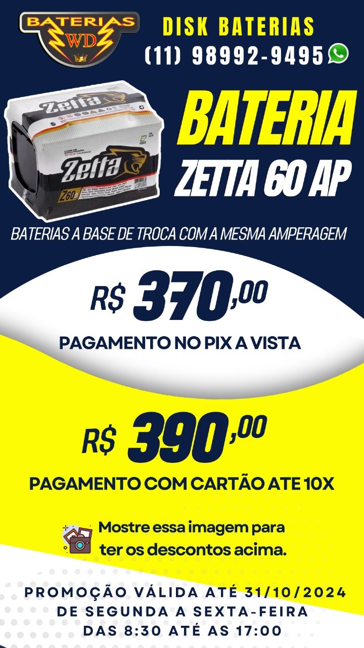 Bateria Zetta Promoção SP